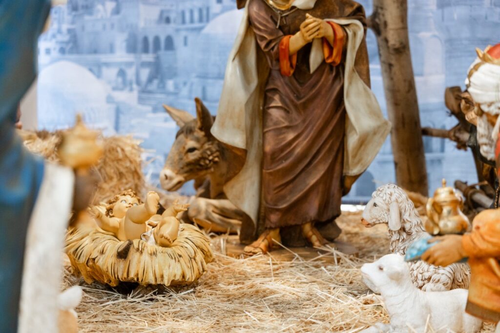 Nativity scene before the California Catholic Wedding.