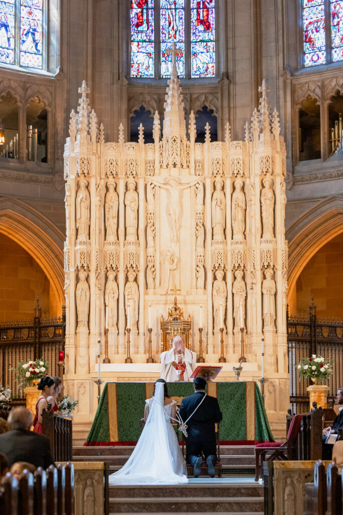 Altar of St. Dominic's Catholic Church, San Francisco, California during a wedding Mass